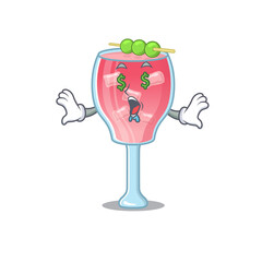 wealthy cartoon character concept of cosmopolitan cocktail with money eyes