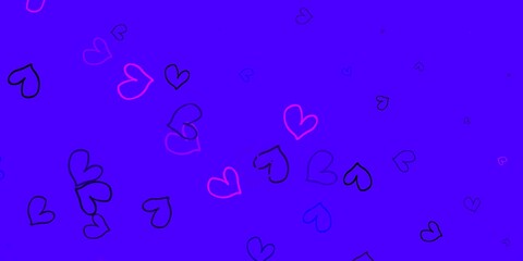 Light Purple vector texture with lovely hearts.
