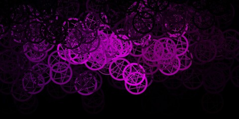 Dark Purple vector template with esoteric signs.