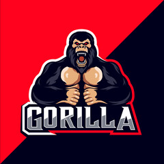 Angry gorilla mascot logo design