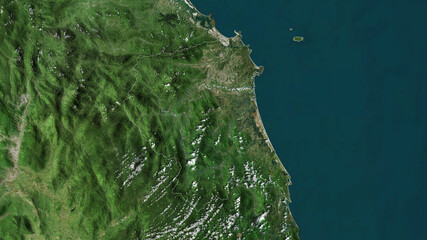 Quảng Ngãi, Vietnam - outlined. Satellite © Yarr65