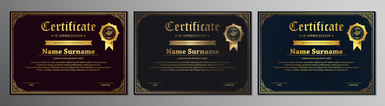 Certificate of appreciation template with vintage gold border - Vector	