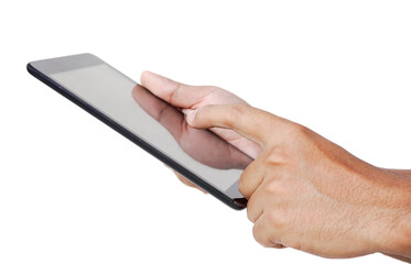 hand holding a tablet