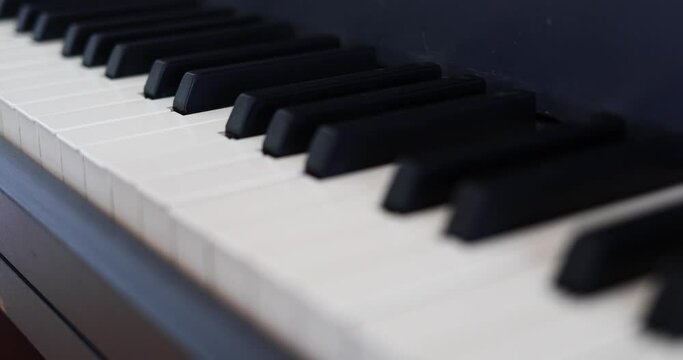 Close shot of a piano