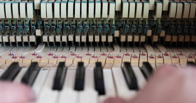 Close shot of a piano
