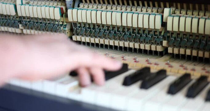 Close shot of a piano