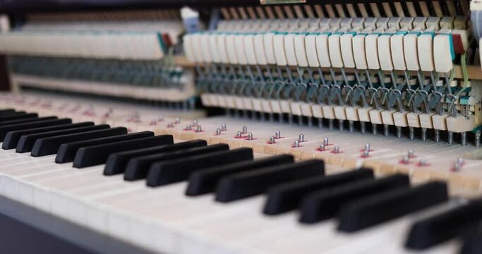 Close shot of a piano
