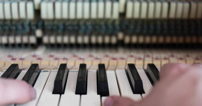 Close shot of a piano