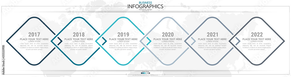 Poster infographic business horizontal timeline process chart template. vector modern banner used for prese