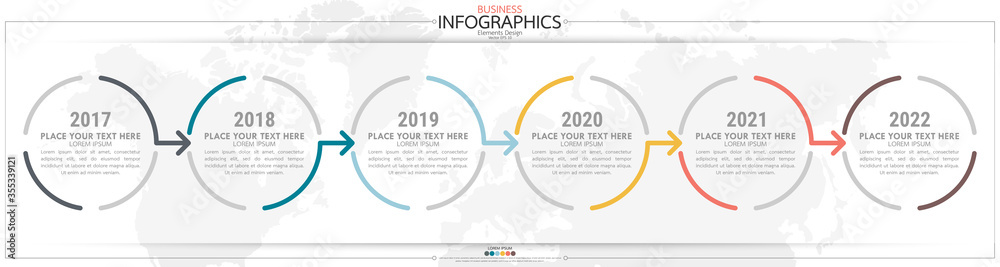 Poster infographic business horizontal timeline process chart template. vector modern banner used for prese