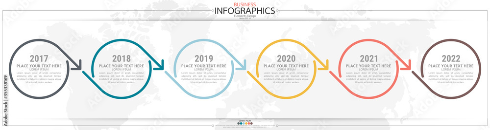 Poster infographic business horizontal timeline process chart template. vector modern banner used for prese