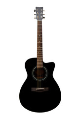 Obraz na płótnie Canvas Black acoustic guitar on a white background