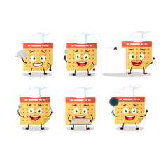 Cartoon character of Calendar with various chef emoticons