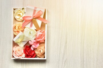 gift box with flowers,copy space for text 