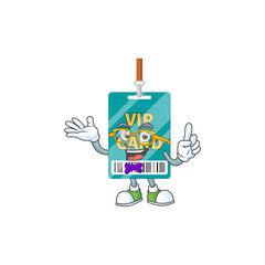 Cartoon character design of nerd VIP pass card with weird glasses