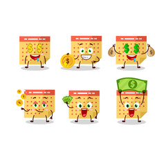 Calendar cartoon character with cute emoticon bring money