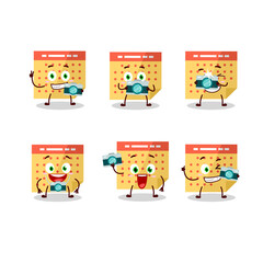 Photographer profession emoticon with calendar cartoon character
