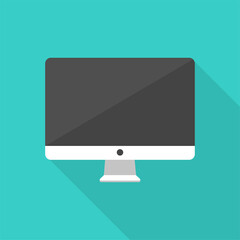 flat computer monitor design with a black screen