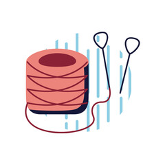 Thread with needles flat style icon vector design
