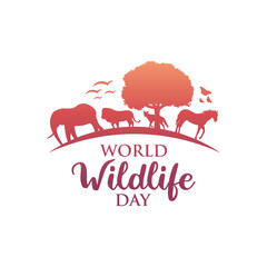 March 3, World Wildlife Day Logo Design Template. Vector Illustration.