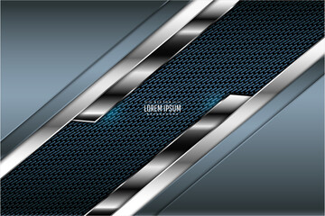  Technology background metal of blue and silver with carbon fiber dark space vector illustration
