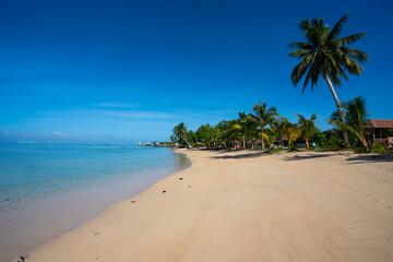 Beautiful white sand beach on Samoa's south coast in Upolu