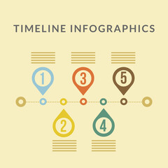 Timeline infographics with colored bubbles marks vector design