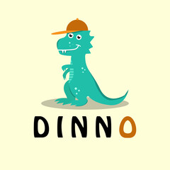 Funny dinosaur concept vector illustration design