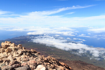 Panorama view from volcano Mount Teide on Canary Island Tenerife, Spain