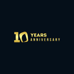 10 Years Anniversary Gold Number Vector Design