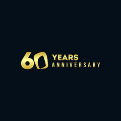 60 Years Anniversary Gold Number Vector Design