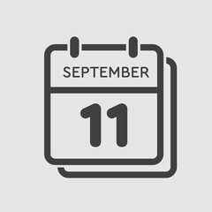 Calendar icon day 11 September, template date days