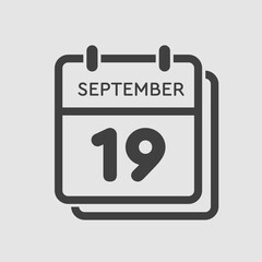 Calendar icon day 19 September, template date days