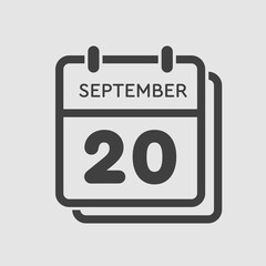Calendar icon day 20 September, template date days