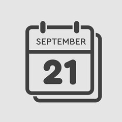 Calendar icon day 21 September, template date days