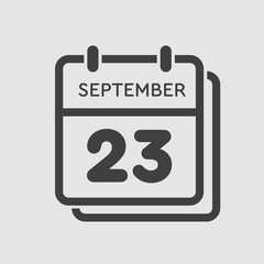 Calendar icon day 23 September, template date days