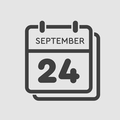 Calendar icon day 24 September, template date days
