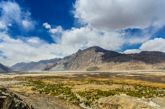 Mountains of Ladakh, India - Panoramic peak views of Himalayas.