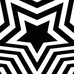 Abstract optical illusion background with a star. Black and white. Vector.