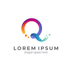 Initial letter Q and wave logo, 3d gradient vibrant colors