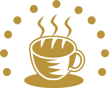 vintage logo cup of coffee and bread