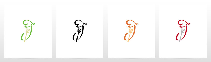 Chef Hat And Spatula On Letter Logo Design J