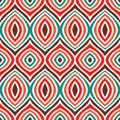 Foto auf Acrylglas Auge oder Welle in vertikalem Boho-Stammes-nahtlosem Muster mit Retro-Farbton © chic2view