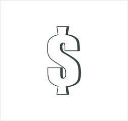 Flat dollar icon on white background