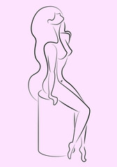 The contour of a naked woman. Concept: a remedy for women, treatment, clinic, health problems, femininity, slimness, weight loss, vitamins, menopause, thrush, packaging design