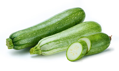 zucchini with slice retouched and isolated white backgound