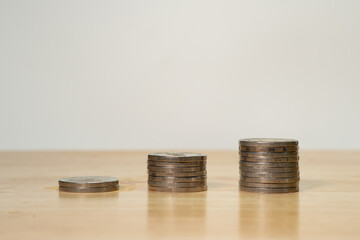 stack of coins on the table