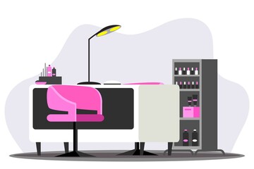 Vector flat illustration of beauty salon furniture