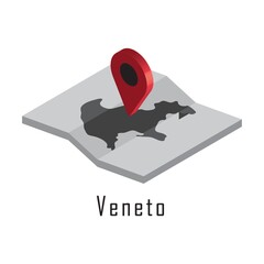 veneto map with map pointer