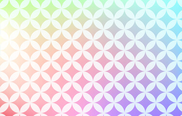 背景素材：淡い虹色グラデーションと和柄パターンのイラスト